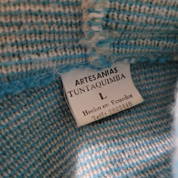 Vintage Artesanias Tuntaquimba Wool Jacket Blue Blanket Southwestern Eagle Large - Picture 7 of 15